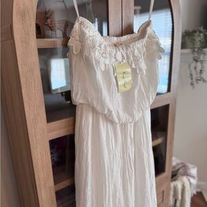 NWT King’s Road White Boho Lace Romper - Lined - Strapless - Large